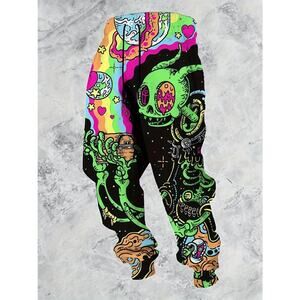 Psychedelic Alien Jogger Sweatpants – Men's/Unisex Galaxy Graffiti Pants